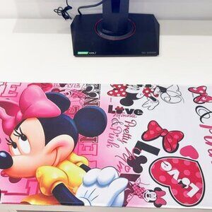 Cute Minnie Mouse Long Mouse Pad Pink Theme Anti-Slip Large Desk Mat
